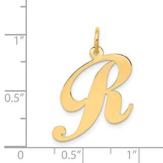 14k Yellow Gold Large Fancy Script Initial R Charm