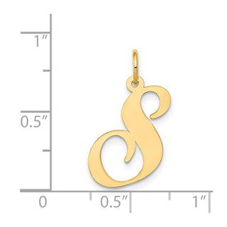 14k Yellow Gold Large Fancy Script Initial S Charm