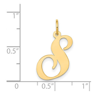 14k Yellow Gold Large Fancy Script Initial S Charm