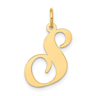 14k Yellow Gold Large Fancy Script Initial S Charm