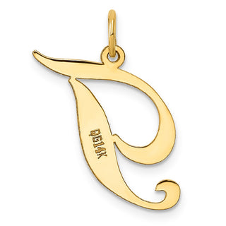 14k Yellow Gold Large Fancy Script Initial T Charm