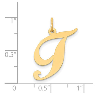 14k Yellow Gold Large Fancy Script Initial T Charm
