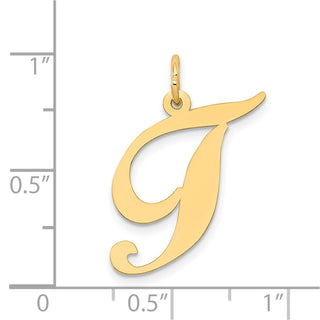 14k Yellow Gold Large Fancy Script Initial T Charm