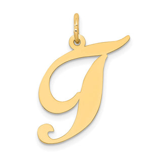 14k Yellow Gold Large Fancy Script Initial T Charm