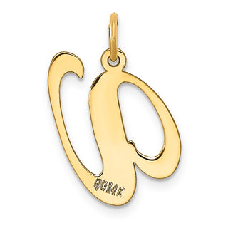 14k Yellow Gold Large Fancy Script Initial V Charm