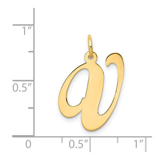 14k Yellow Gold Large Fancy Script Initial V Charm