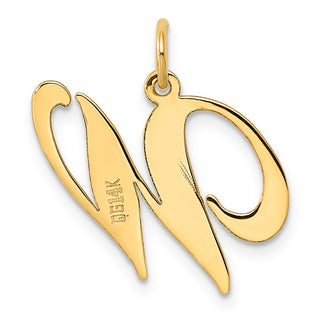 14k Yellow Gold Large Fancy Script Initial W Charm