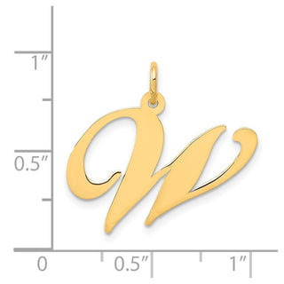 14k Yellow Gold Large Fancy Script Initial W Charm