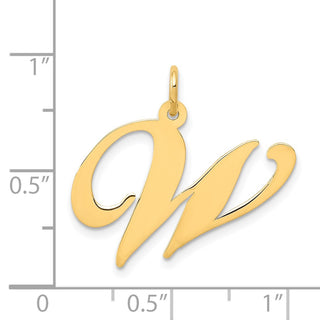 14k Yellow Gold Large Fancy Script Initial W Charm
