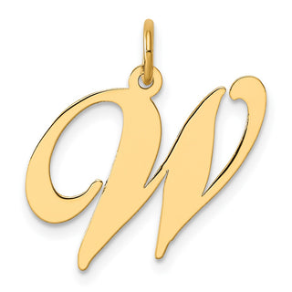 14k Yellow Gold Large Fancy Script Initial W Charm