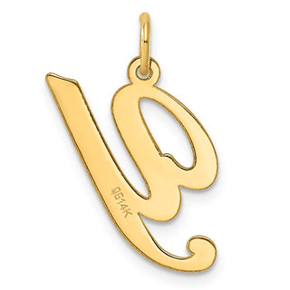 14k Yellow Gold Large Fancy Script Initial Y Charm