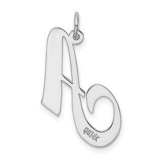14K White Gold Large Fancy Script Initial A Charm