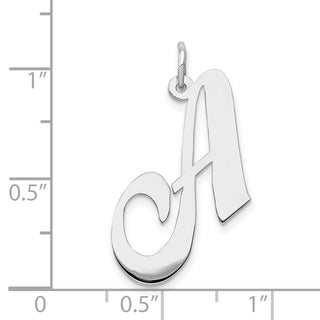 14K White Gold Large Fancy Script Initial A Charm