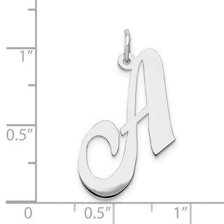 14K White Gold Large Fancy Script Initial A Charm