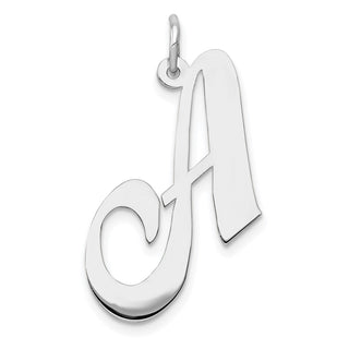14K White Gold Large Fancy Script Initial A Charm