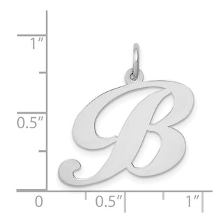 14K White Gold Large Fancy Script Initial B Charm