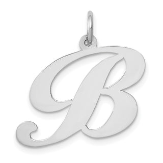 14K White Gold Large Fancy Script Initial B Charm