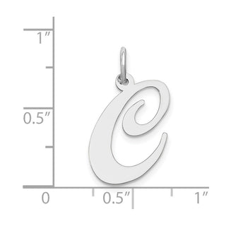 14K White Gold Large Fancy Script Initial C Charm