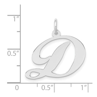 14K White Gold Large Fancy Script Initial D Charm