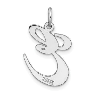 14K White Gold Large Fancy Script Initial E Charm
