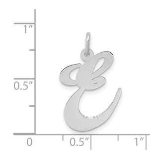 14K White Gold Large Fancy Script Initial E Charm