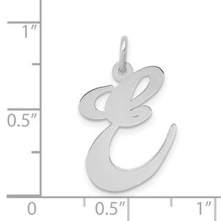 14K White Gold Large Fancy Script Initial E Charm