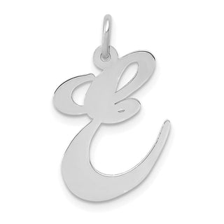 14K White Gold Large Fancy Script Initial E Charm