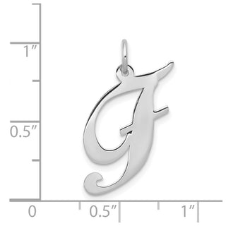 14K White Gold Large Fancy Script Initial F Charm