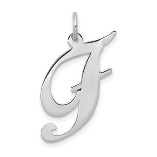 14K White Gold Large Fancy Script Initial F Charm