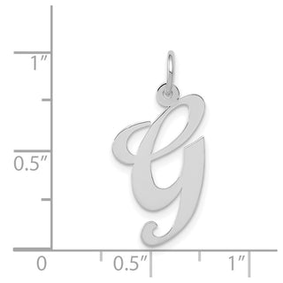 14K White Gold Large Fancy Script Initial G Charm
