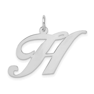 14K White Gold Large Fancy Script Initial H Charm