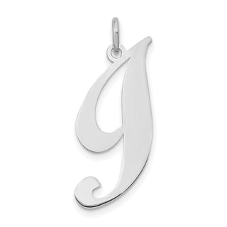 14K White Gold Large Fancy Script Initial I Charm