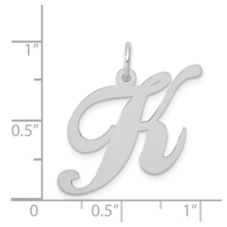 14K White Gold Large Fancy Script Initial K Charm