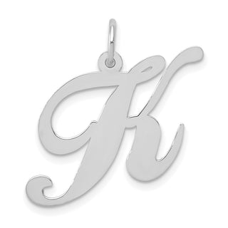 14K White Gold Large Fancy Script Initial K Charm