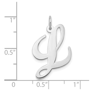 14K White Gold Large Fancy Script Initial L Charm