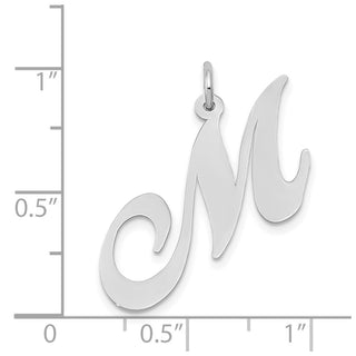 14K White Gold Large Fancy Script Initial M Charm