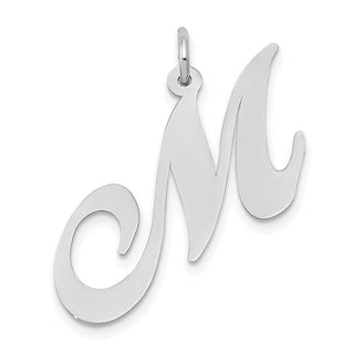 14K White Gold Large Fancy Script Initial M Charm