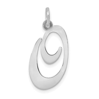 14K White Gold Large Fancy Script Initial O Charm