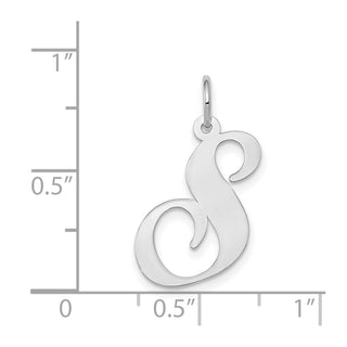 14K White Gold Large Fancy Script Initial S Charm