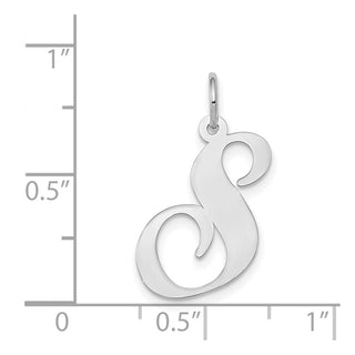 14K White Gold Large Fancy Script Initial S Charm
