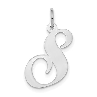14K White Gold Large Fancy Script Initial S Charm