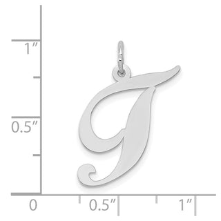 14K White Gold Large Fancy Script Initial T Charm