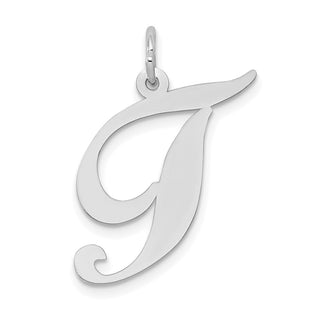 14K White Gold Large Fancy Script Initial T Charm
