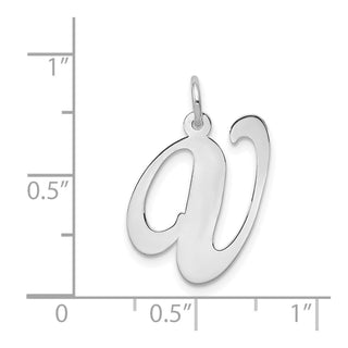 14K White Gold Large Fancy Script Initial V Charm