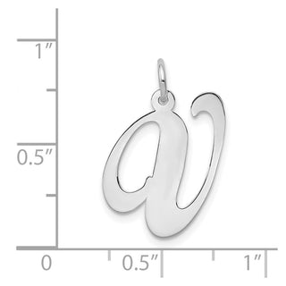 14K White Gold Large Fancy Script Initial V Charm