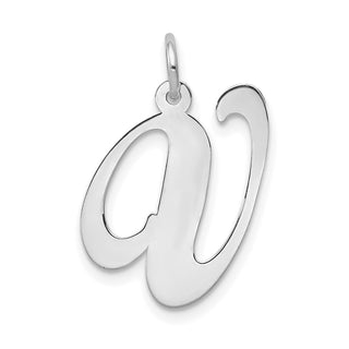 14K White Gold Large Fancy Script Initial V Charm