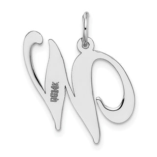 14K White Gold Large Fancy Script Initial W Charm