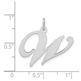 14K White Gold Large Fancy Script Initial W Charm