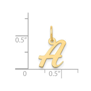 14k Yellow Gold Small Script Initial A Charm