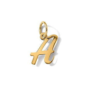 14k Yellow Gold Small Script Initial A Charm